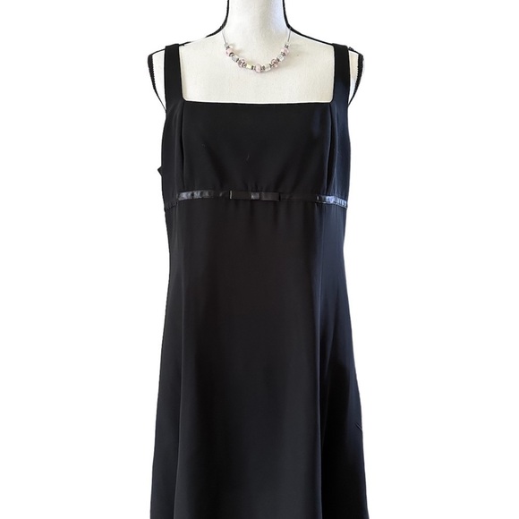 CHADWICKS Empire Waist Little Black Dress with Bow, Size  14P - EUC - Picture 1 of 10